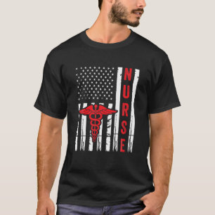 Medizinisches Symbol Caduceus American Flag Vintag T-Shirt