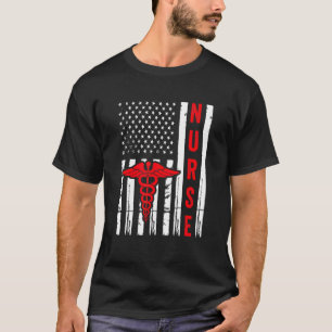 Medizinisches Symbol Caduceus American Flag Vintag T-Shirt