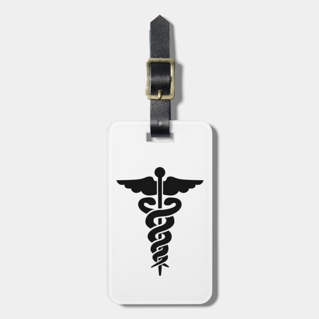 Medizinisches Symbol Caduceus Gepäckanhänger (Vorderseite vertikal)