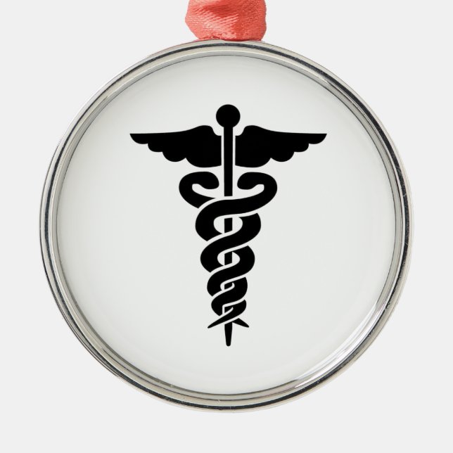 Medizinisches Symbol Caduceus Ornament Aus Metall (Vorne)
