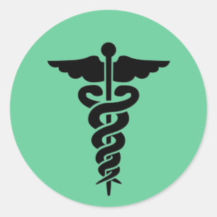 Medizinisches Symbol Caduceus Runder Aufkleber
