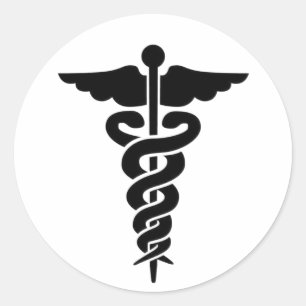 Medizinisches Symbol Caduceus Runder Aufkleber