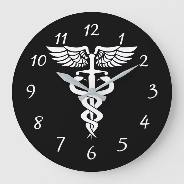 Medizinisches Symbol von Caduceus Große Wanduhr (Vorderseite)