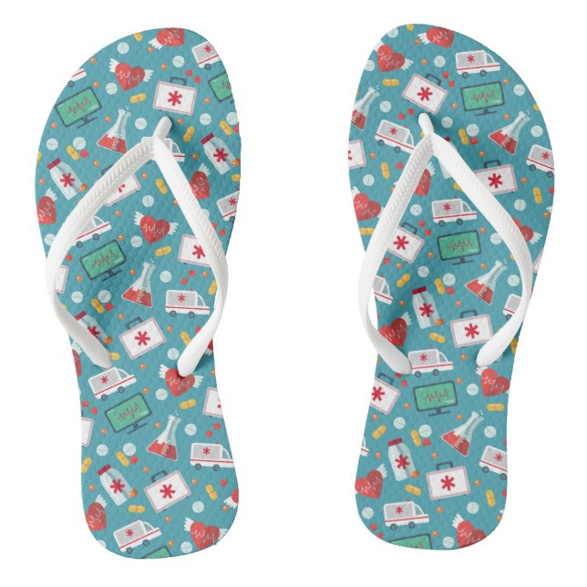 Medizinisches Symbolmuster Flip Flops (Fußbett)