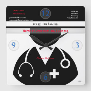 Medizinisches Thema Wall Clock HAMbyWG Quadratische Wanduhr