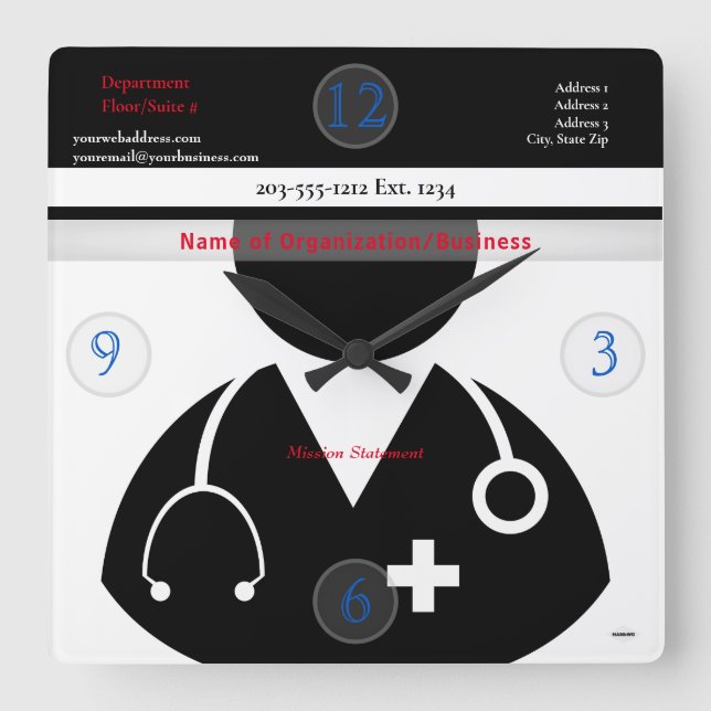 Medizinisches Thema Wall Clock HAMbyWG Quadratische Wanduhr (Vorderseite)