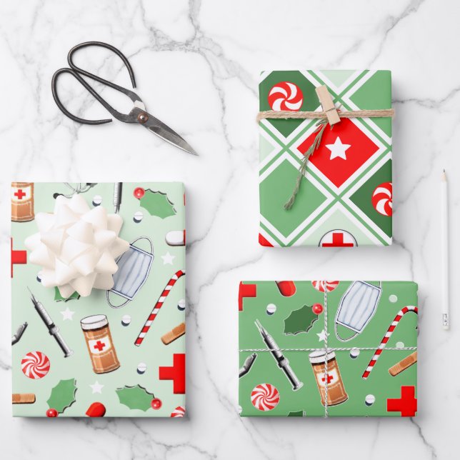 Medizinisches Weihnachtsgeschenk Geschenkpapier Set (Vorderseite)