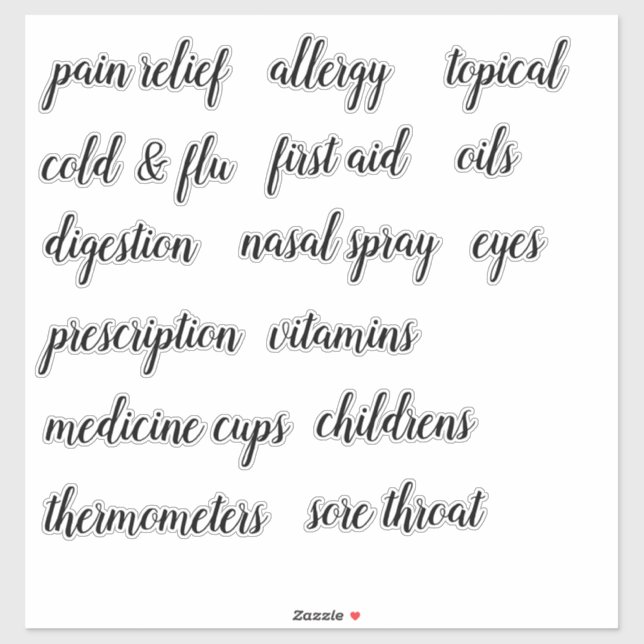 Medizinkabinett Organisation Script Label Aufklebe (Blatt)