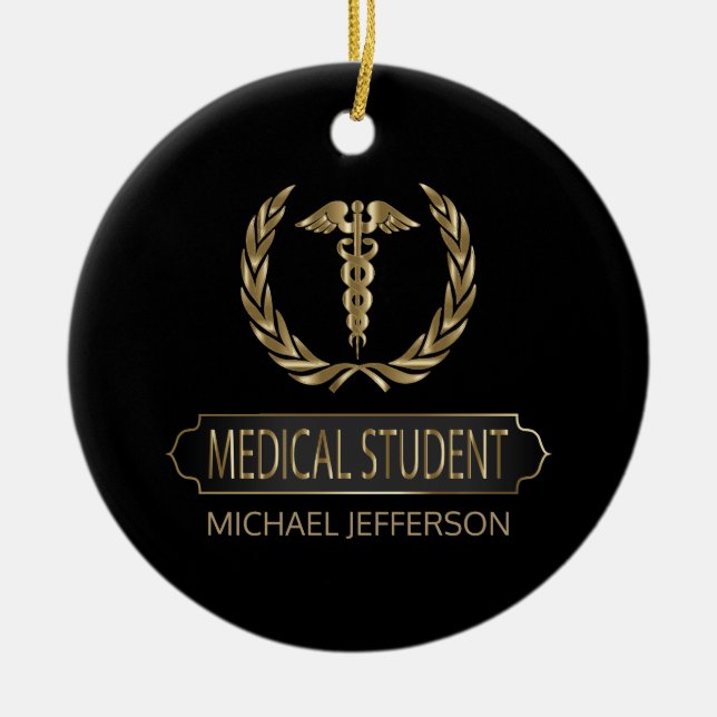 Medizinstudenten 👨 ⚕️ - Schwarz und Gold Keramik Ornament (Vorne)