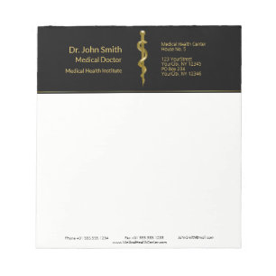 Medizinstudium des Asclepius Gold auf schwarz Notizblock