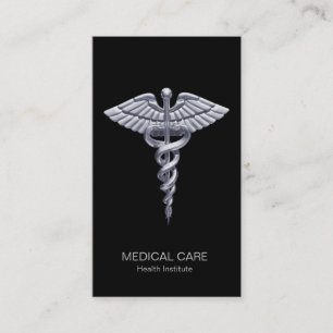 Medizinstudium Silver Caduceus auf schwarz Visitenkarte