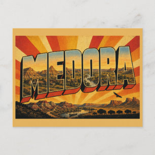 Medora North Dakota Badlands Fluss Prairie Kunst Postkarte