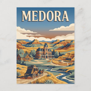 Medora North Dakota Badlands Retro Vintage Poster Postkarte