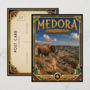Medora North Dakota Vintage Art Deco Golden Age Postkarte