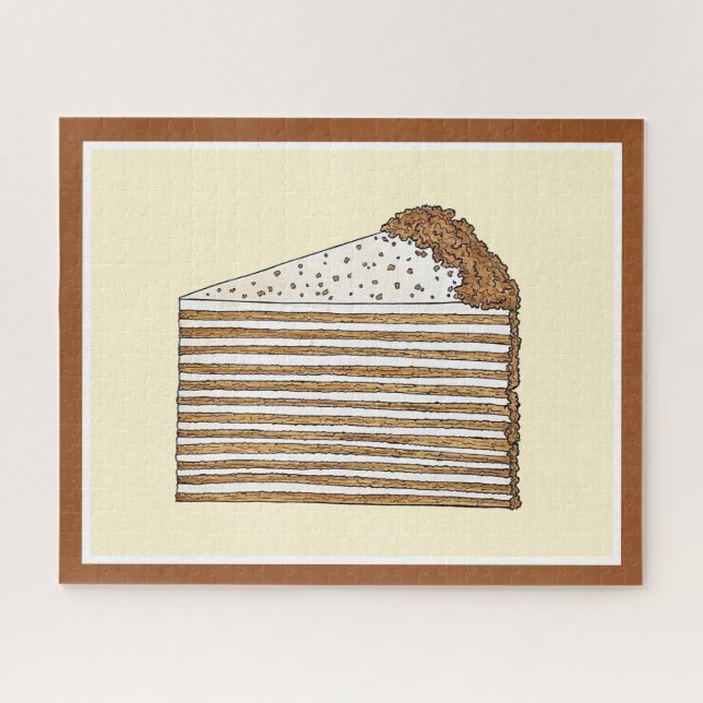 Medovik Honey Cake Slice Russisches Ukrainisches D Puzzle (Horizontal)