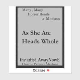 Medusa 2MMHeads Phrases 2025 Horror Book Awaynowe Aufkleber
