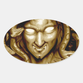 MEDUSA Airbrush Art Original Ovaler Aufkleber