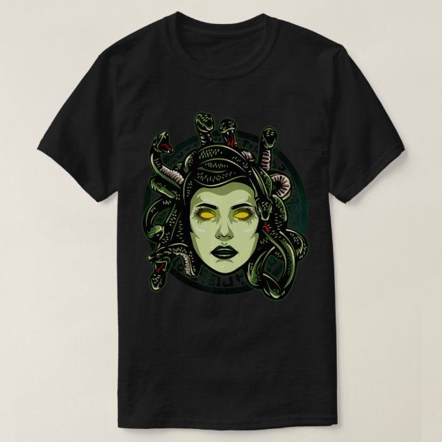 Medusa Antike griechische Mythologie Götter und Mo T-Shirt (Design vorne)