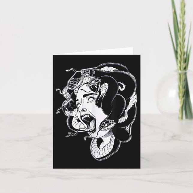 Medusa Blackwork Tattoo Flash Karte (Vorderseite)