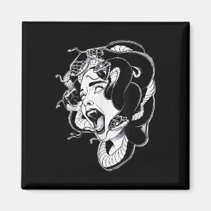 Medusa Blackwork Tattoo Flash Magnet