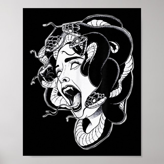 Medusa Blackwork Tattoo Flash Poster (Vorne)