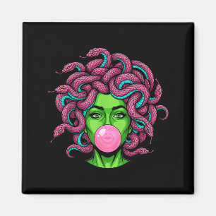 Medusa bläst Bubble-Gum P Kunst Mythologie Design Magnet