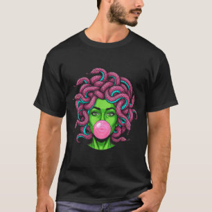 Medusa bläst Bubble-Gum P-Kunst-Mythologie-Design T-Shirt