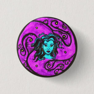 Medusa-blauer Knopf Button