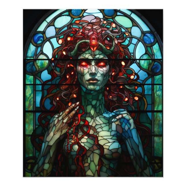 Medusa - Glass Window Tiffany Style Fotodruck (Vorne)