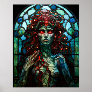 Medusa - Glass Window Tiffany Style Poster
