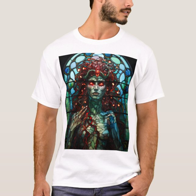 Medusa - Glass Window Tiffany Style T-Shirt (Vorderseite)