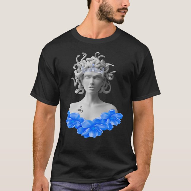 Medusa Gorgon Griechische Mythologie Blauer Blämol T-Shirt (Vorderseite)