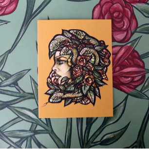 Medusa Green Snakes Gorgon Postkarte