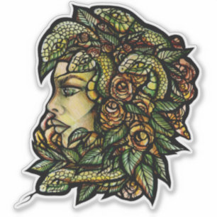 Medusa Grüne Schlangen Gorgone Aufkleber