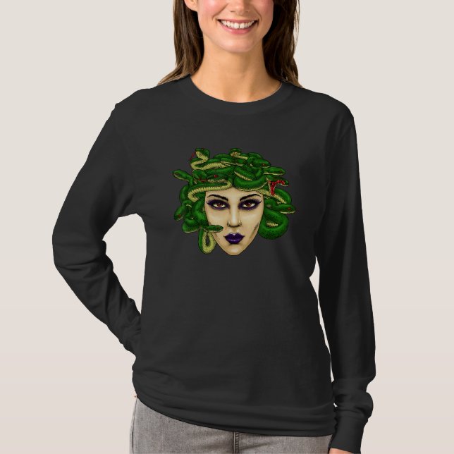 Medusa Head Face Greek Mythology Snake Goddess Myt T-Shirt (Vorderseite)