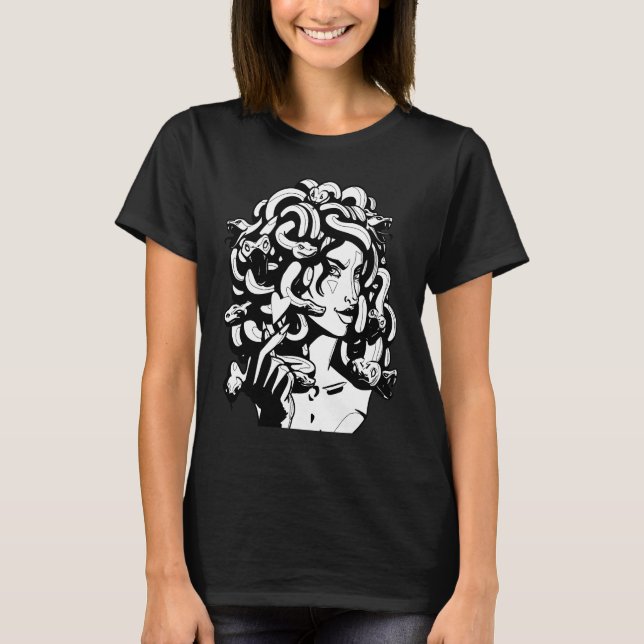 Medusa Head Snake Hair Griechische Mythologie Anci T-Shirt (Vorderseite)