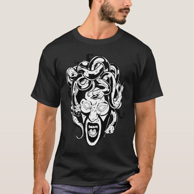 Medusa Head Snake Hair Mythology Alt Griechisch T-Shirt (Vorderseite)