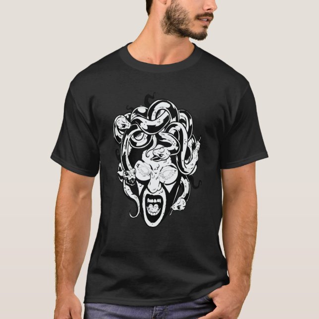 Medusa Head Snake Hair Mythology Ancient Greek T-Shirt (Vorderseite)