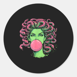 Medusa Kaugummi griechisch mythologische Schlangen Runder Aufkleber