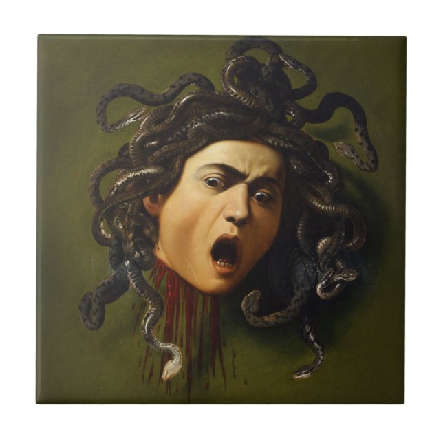 Medusa Kopf Caravaggio Malerei Kunst Mythologie ca Fliese (Vorderseite)