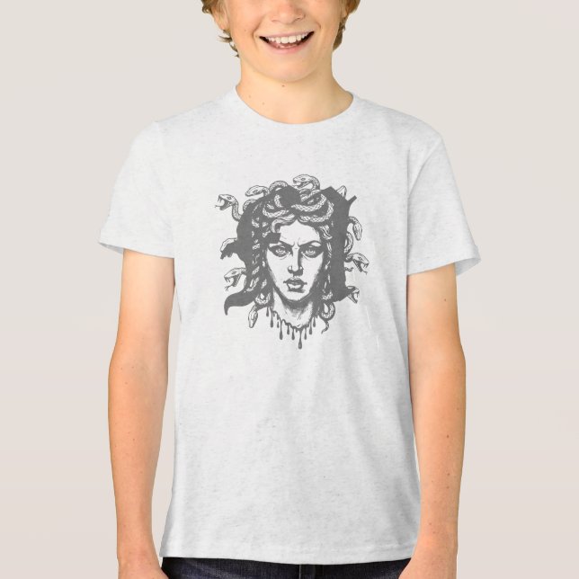 Medusa-Kopf mit Schlangen Tri-Blend Shirt (Vorderseite)