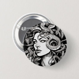 Medusa Kopf Tattoo-Stil Button