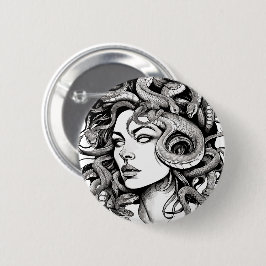 Medusa Kopf Tattoo-Stil Button