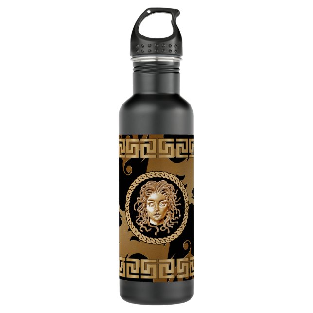 Medusa Medallion Gold Edelstahl Wasserflasche Edelstahlflasche (Vorderseite)