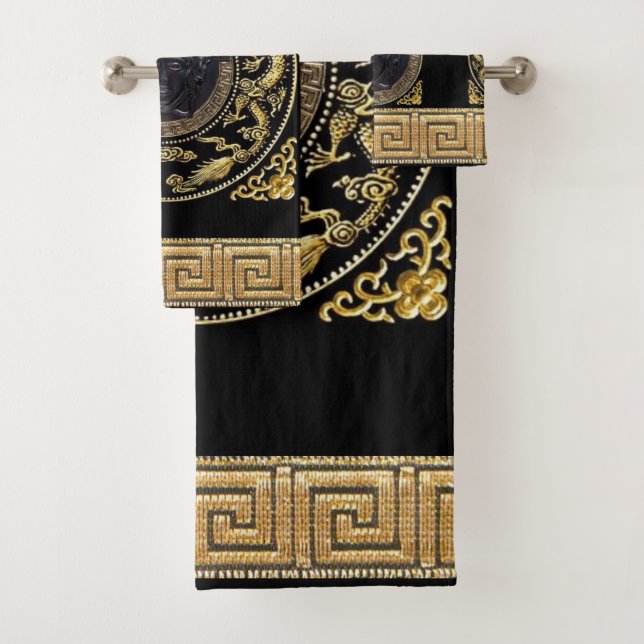 Medusa Noire Griechischer Designer Badhandtuch Set (Insitu)