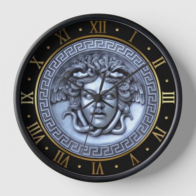 Medusa Platinum und Gold Wall Uhr (Vorderseite)