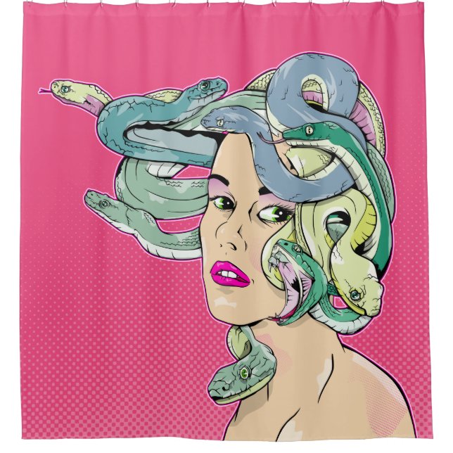Medusa Pop Art Duschvorhang (Vorderseite)
