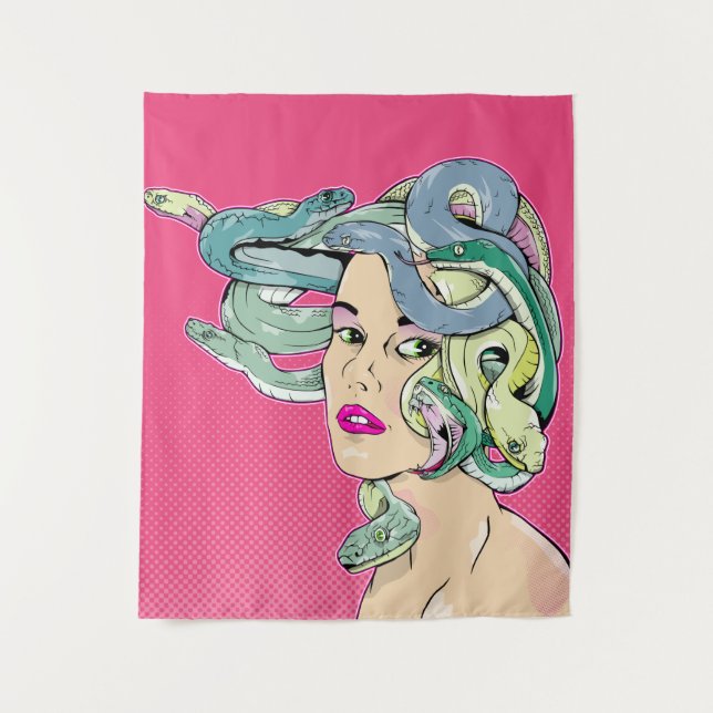 Medusa Pop Art Wandteppich (Vorderseite)