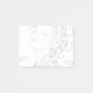 Medusa Post-it-Notizen - posiert für die Kamera. Post-it Klebezettel