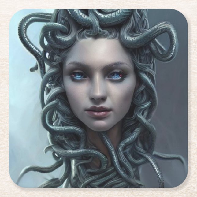 Medusa-quadratischer Untersetzer (Vorderseite)